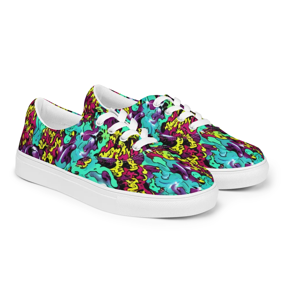 Electric Jurassic on Men's Lace-Up Canvas Shoes — Right Front