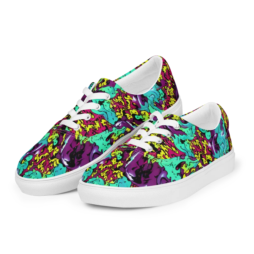 Electric Jurassic on Men's Lace-Up Canvas Shoes — Left Front