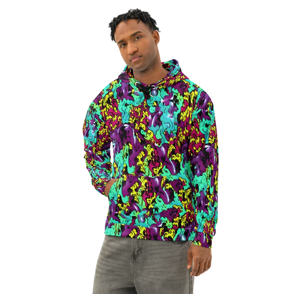 Electric Jurassic on Cotton Hoodie — Left Front