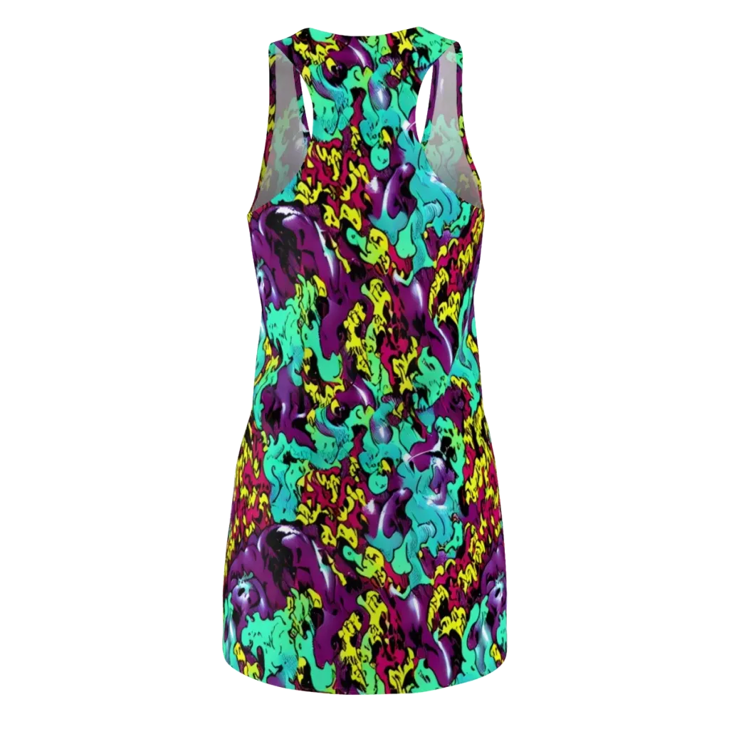 Electric Jurassic on Racerback Dress — Back