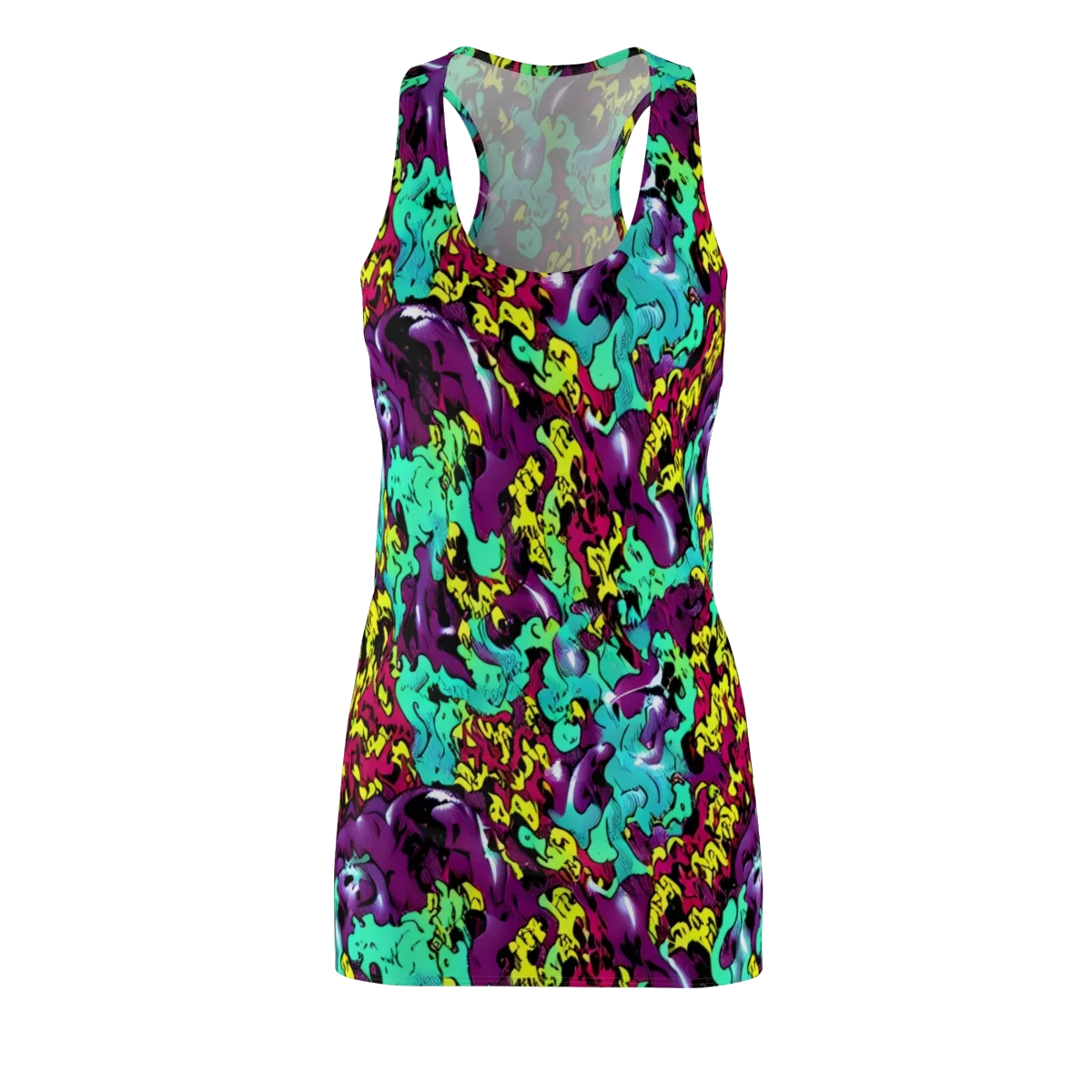 Electric Jurassic on Racerback Dress — Front