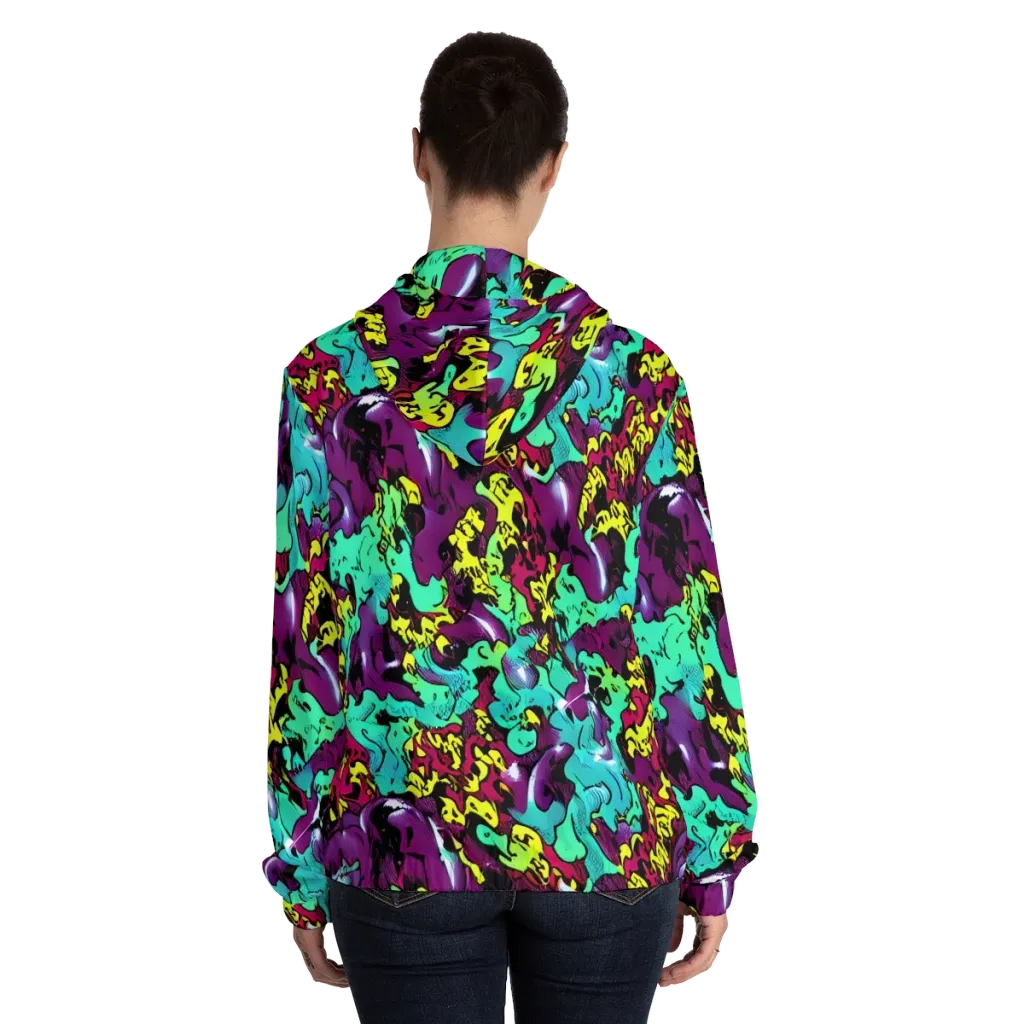 Electric Jurassic on Women's Full-Zip Hoodie — Back On Person