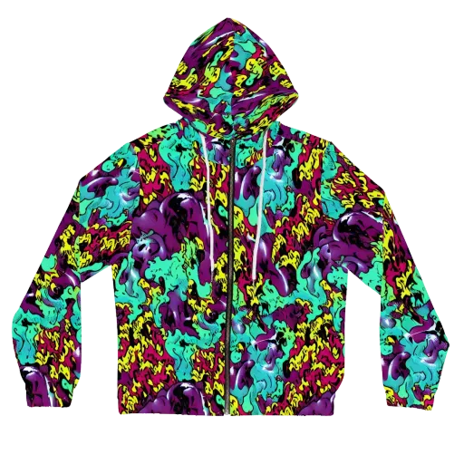 Electric Jurassic on a Women's Full-Zip Hoodie