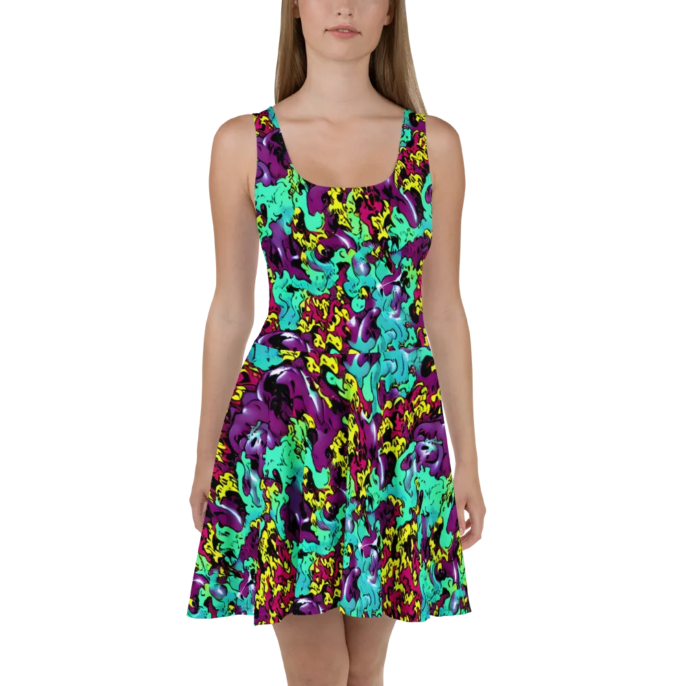 Electric Jurassic on Skater Dress — Front
