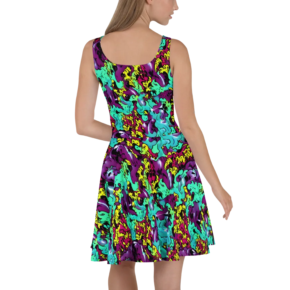 Electric Jurassic on Skater Dress — Back