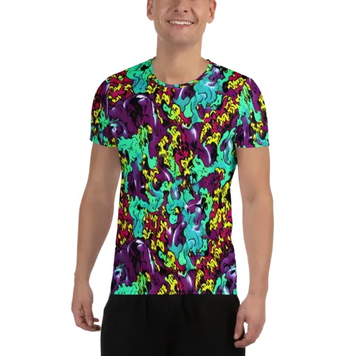 Electric Jurassic on a Men's Athletic T-Shirt