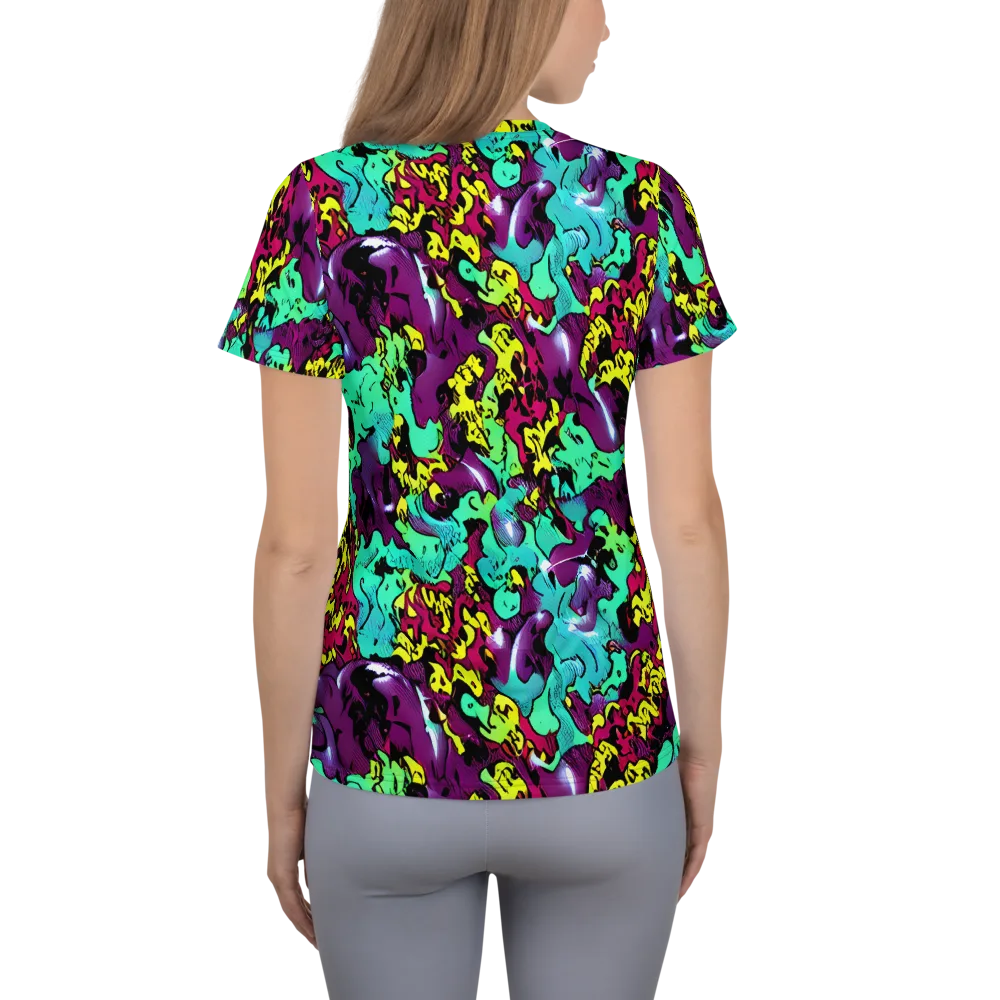 Electric Jurassic on Women's Athletic T-Shirt — Back