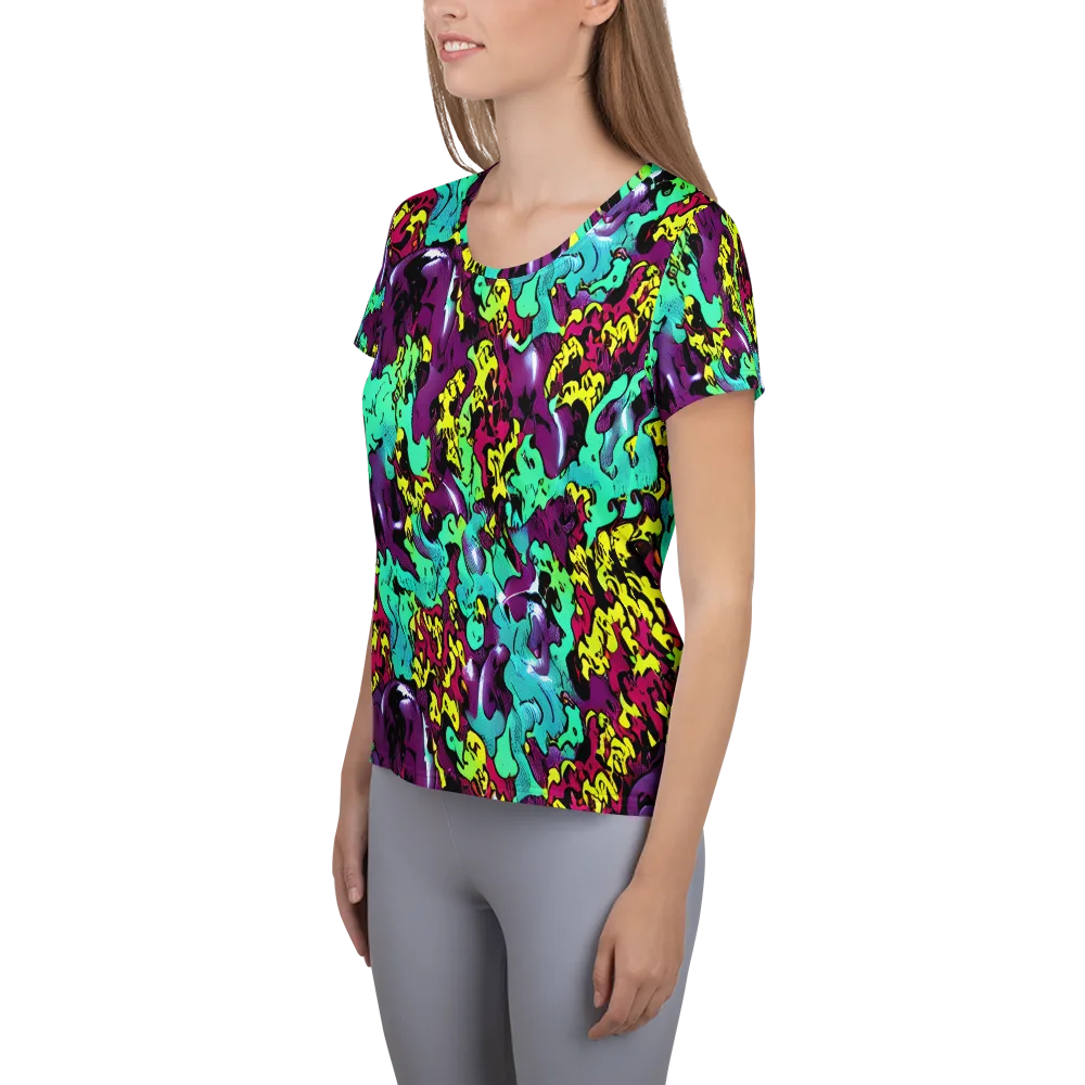 Electric Jurassic on Women's Athletic T-Shirt — Left
