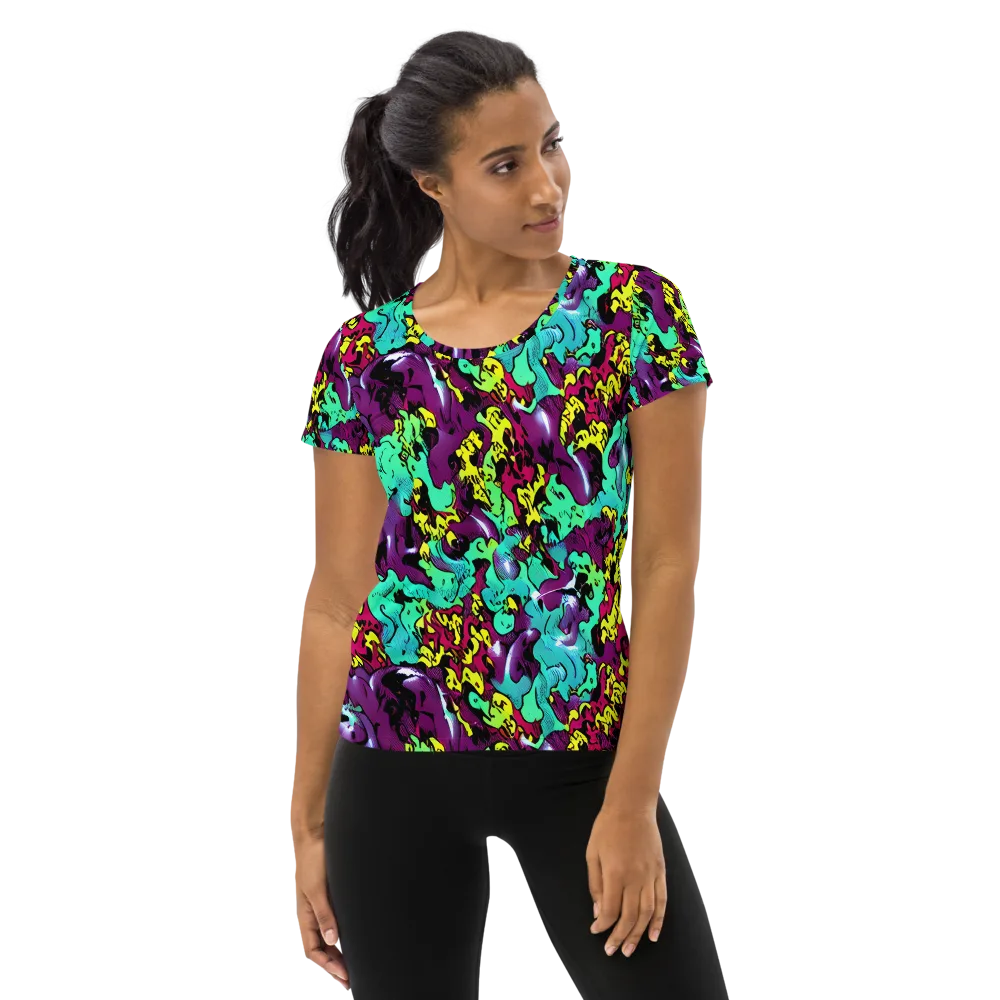 Electric Jurassic on Women's Athletic T-Shirt — Front