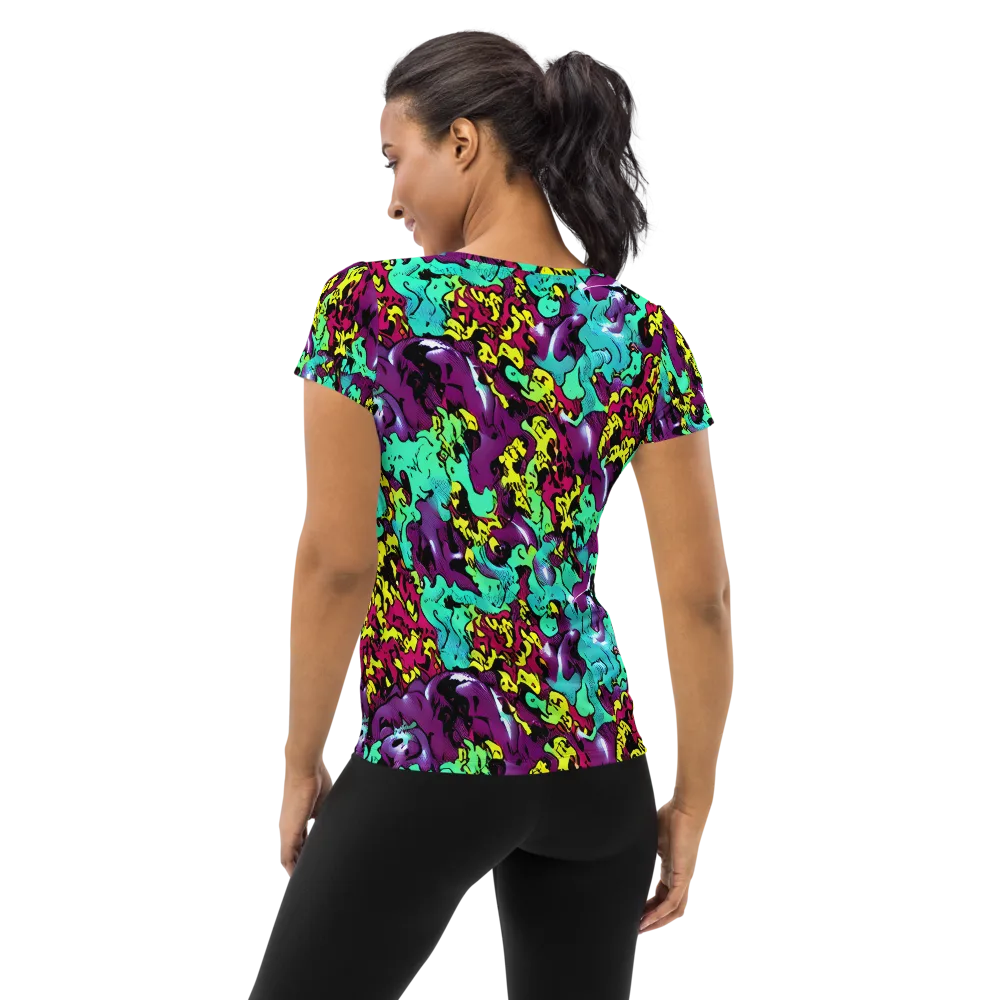 Electric Jurassic on Women's Athletic T-Shirt — Back