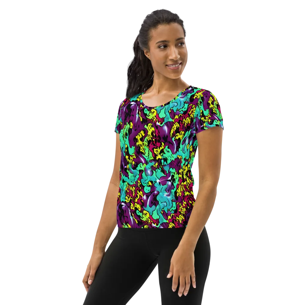 Electric Jurassic on Women's Athletic T-Shirt — Left