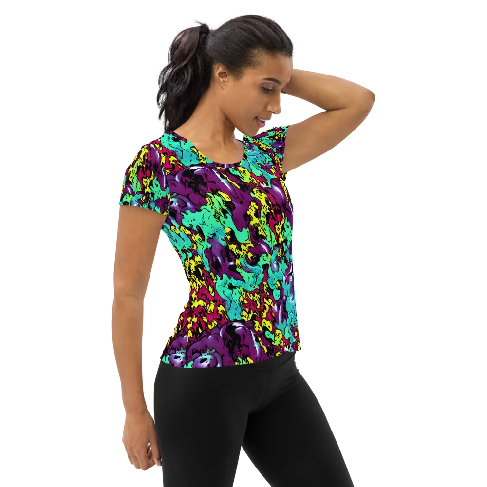 Electric Jurassic on Women's Athletic T-Shirt — Right