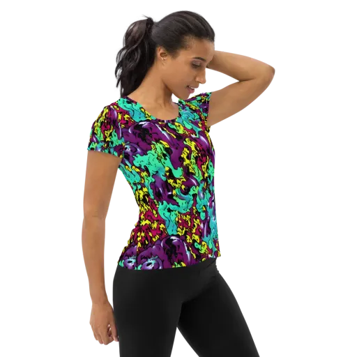 Electric Jurassic on a Women's Athletic T-Shirt