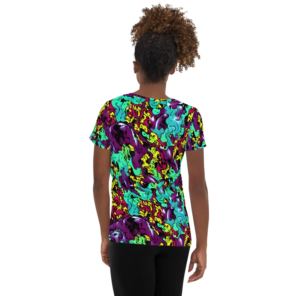 Electric Jurassic on Women's Athletic T-Shirt — Back