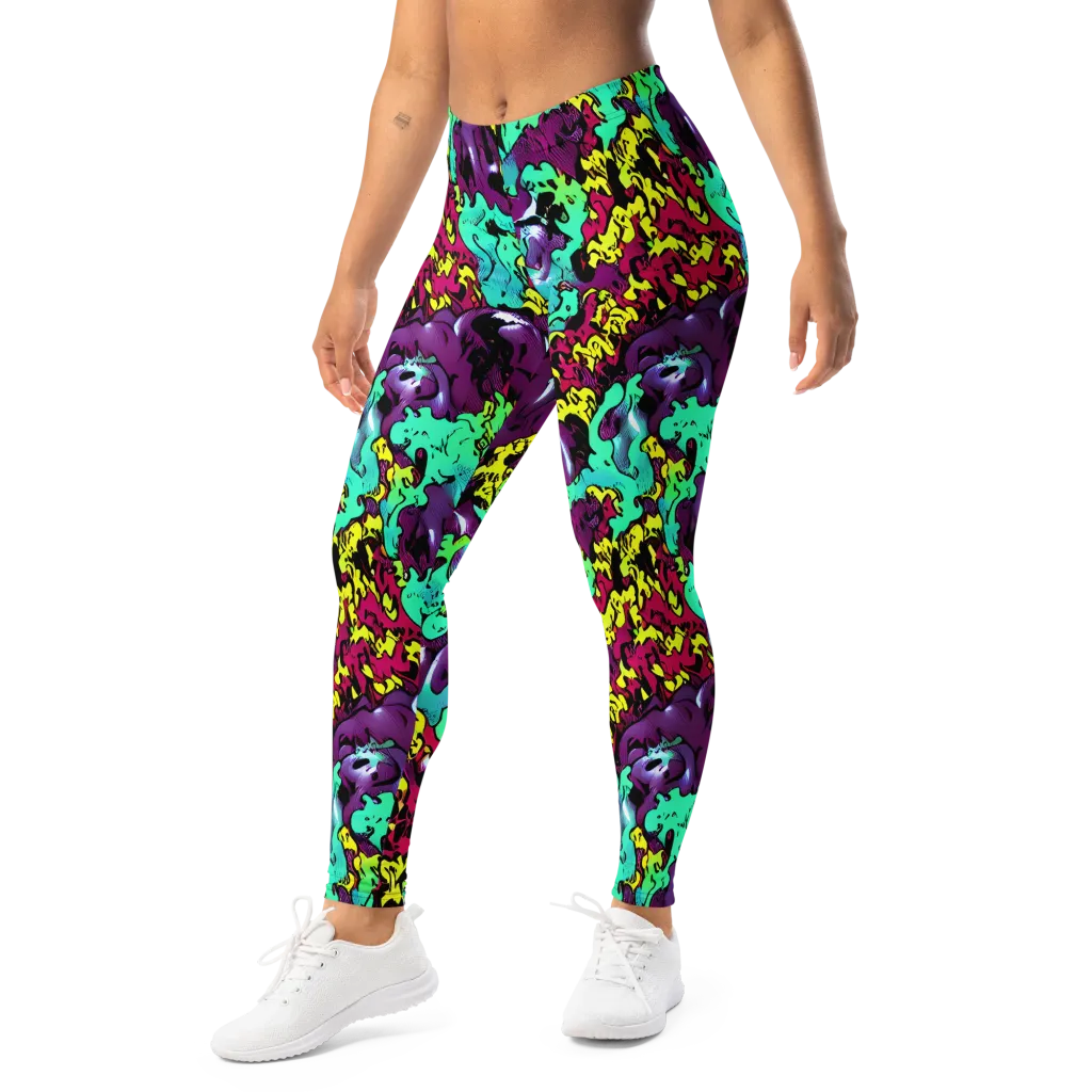 Electric Jurassic on Leggings — Left Front