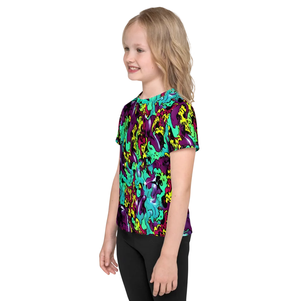 Electric Jurassic on Kids Crew Neck T-Shirt — Left