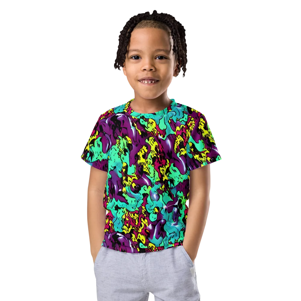 Electric Jurassic on Kids Crew Neck T-Shirt — Front