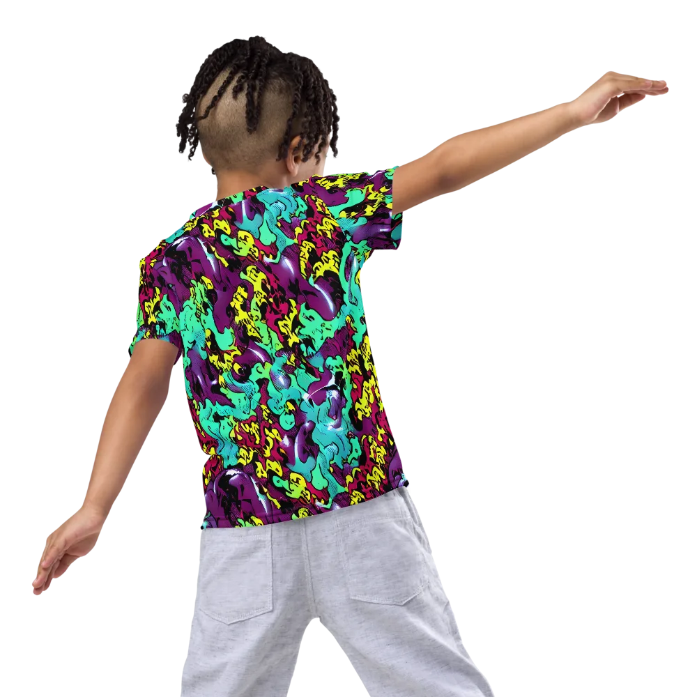 Electric Jurassic on Kids Crew Neck T-Shirt — Back