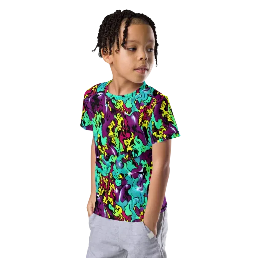 Electric Jurassic on a Kids Crew Neck T-Shirt