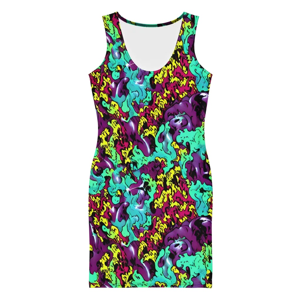 Electric Jurassic on Bodycon Dress — Front
