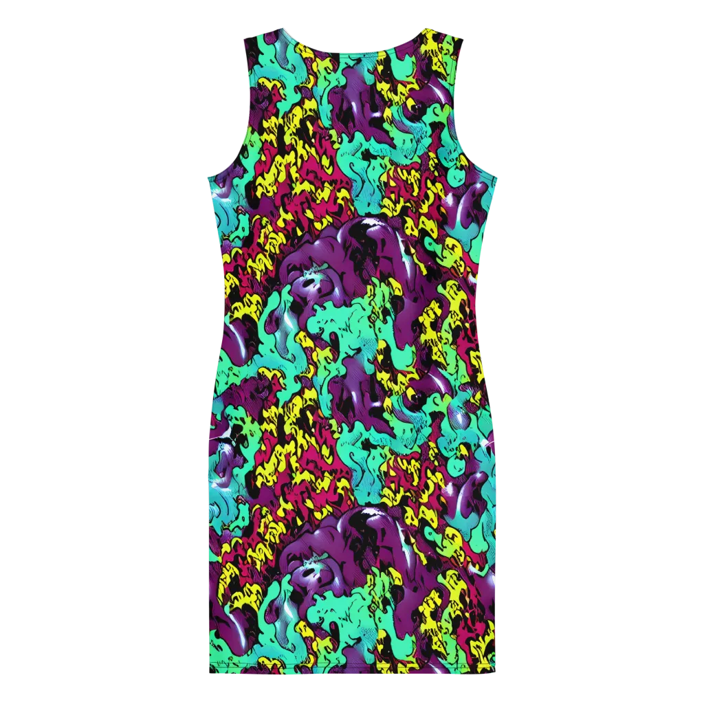 Electric Jurassic on Bodycon Dress — Back