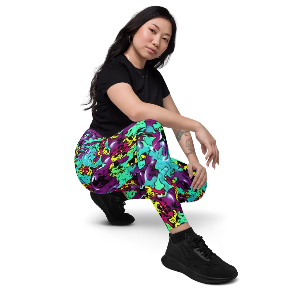 Electric Jurassic on Leggings with Pockets — Right Front
