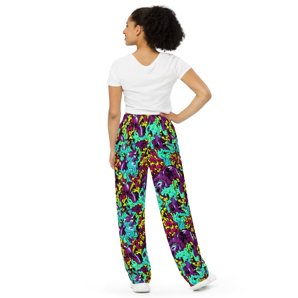 Electric Jurassic on Wide-Leg Pants — Back