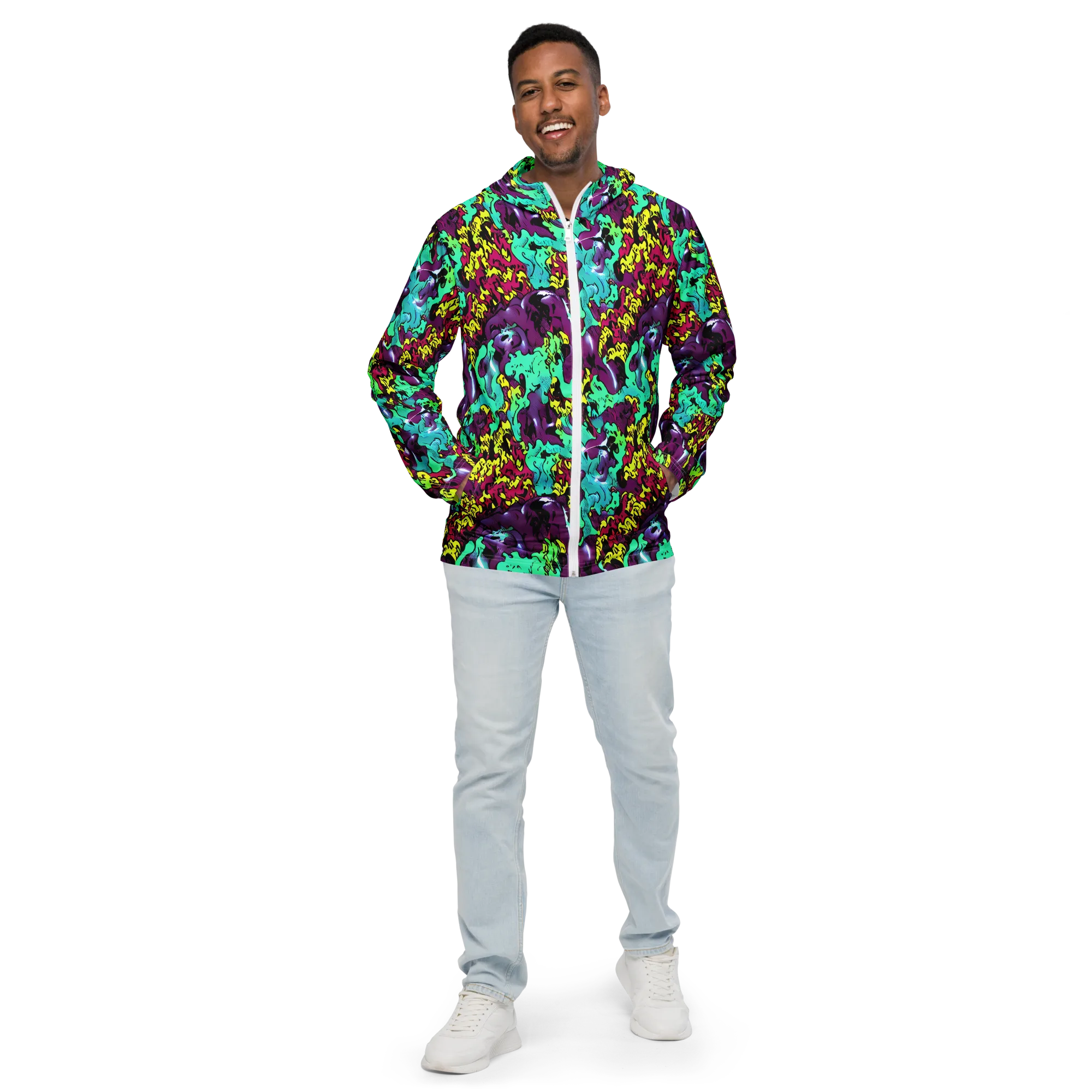Electric Jurassic on Men's Windbreaker — Front