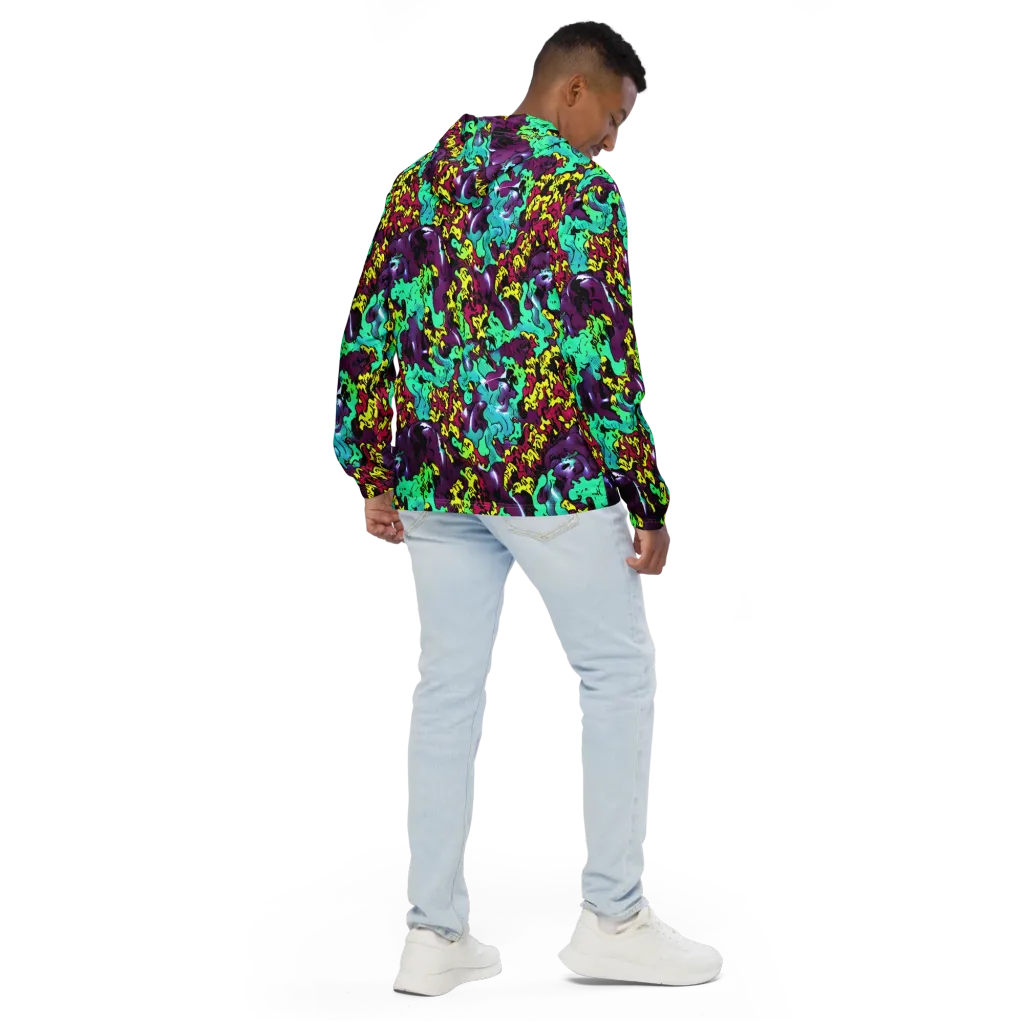 Electric Jurassic on Men's Windbreaker — Back