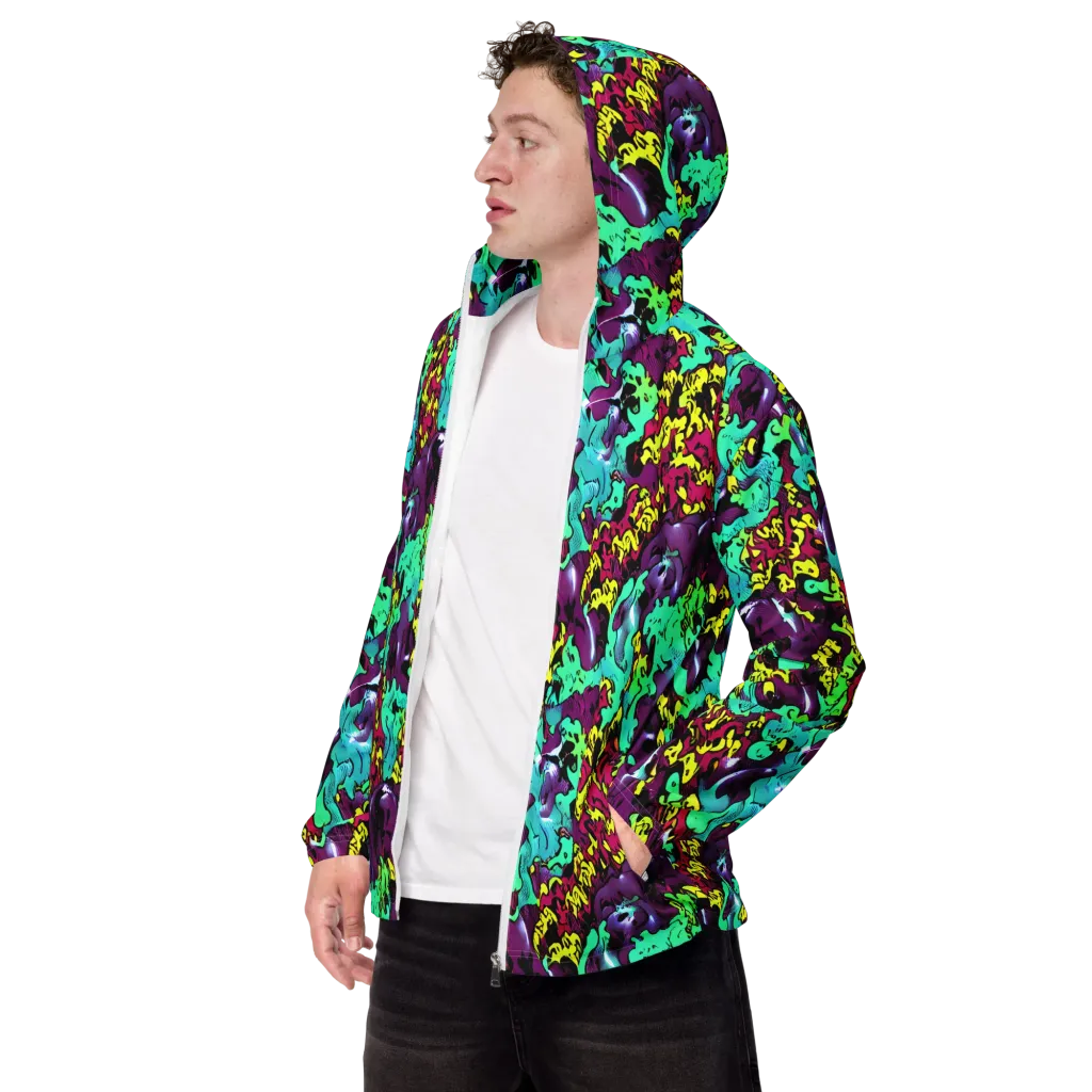 Electric Jurassic on Men's Windbreaker — Left Front