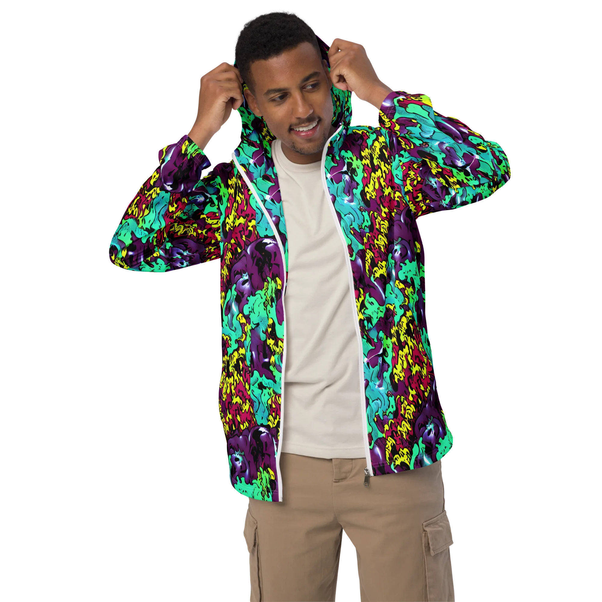 Electric Jurassic on Men's Windbreaker — Front