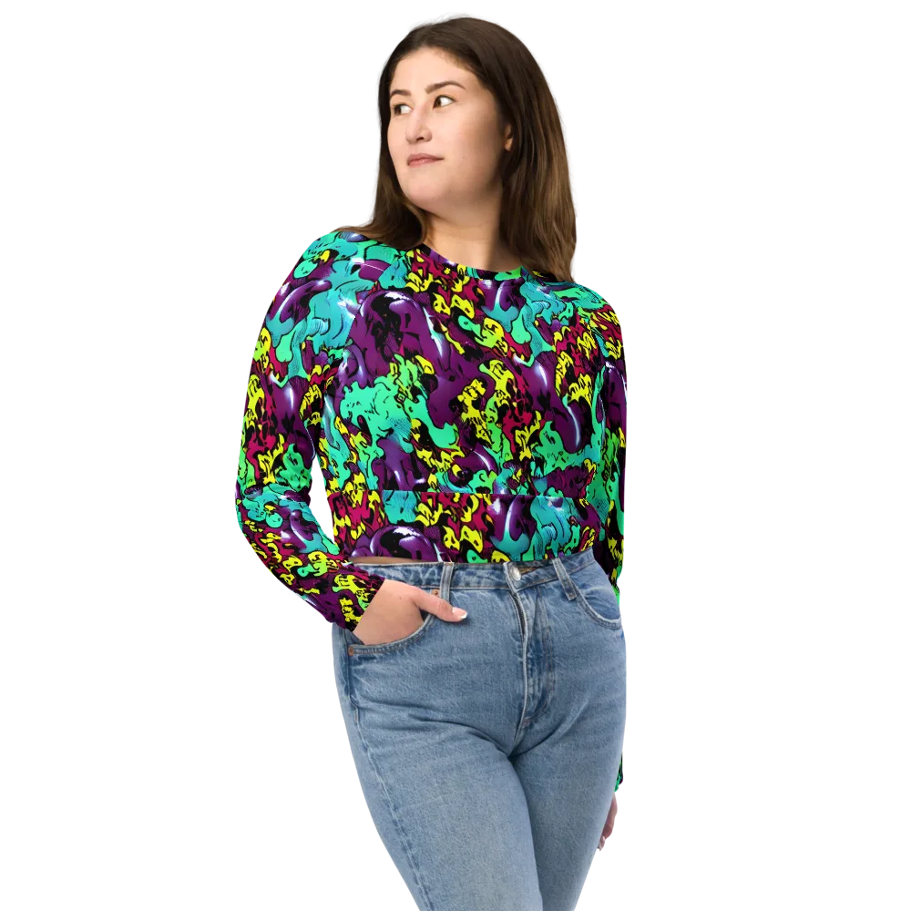 Electric Jurassic on Long Sleeve Crop Top — Front