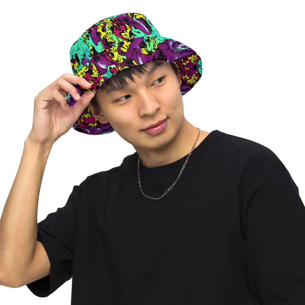 Electric Jurassic on Reversible Bucket Hat — Front Inside