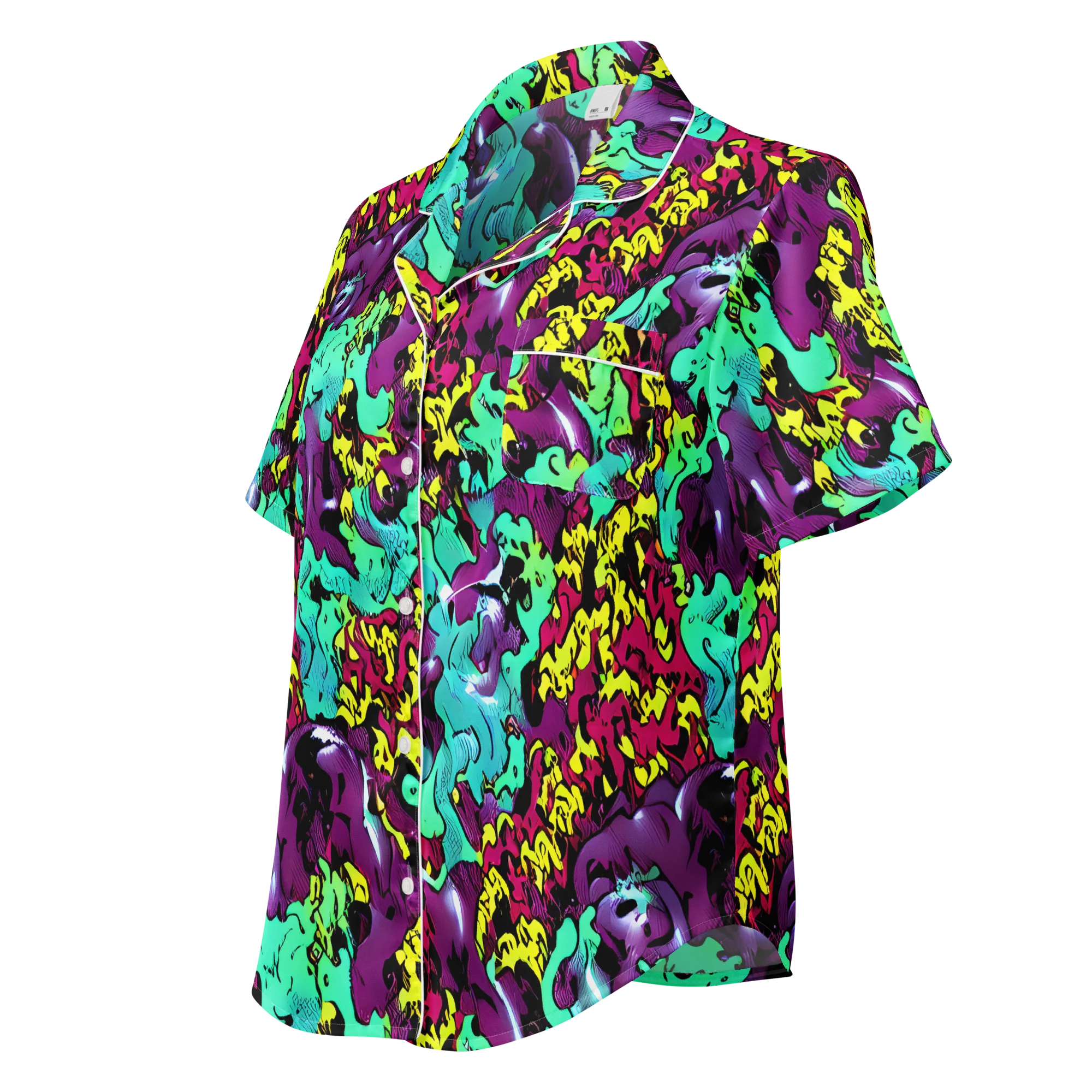 Electric Jurassic on Women's Short Sleeve Pajama Top — Left Front