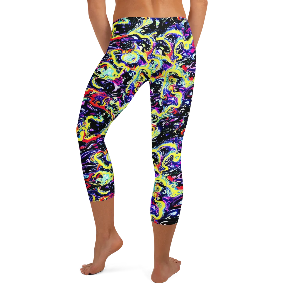 Ultraviolet Whirlpool on Capri Leggings — Back