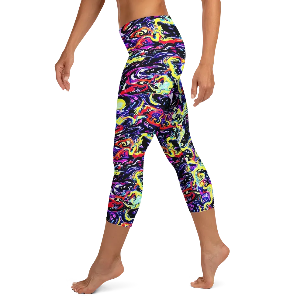 Ultraviolet Whirlpool on Capri Leggings — Left