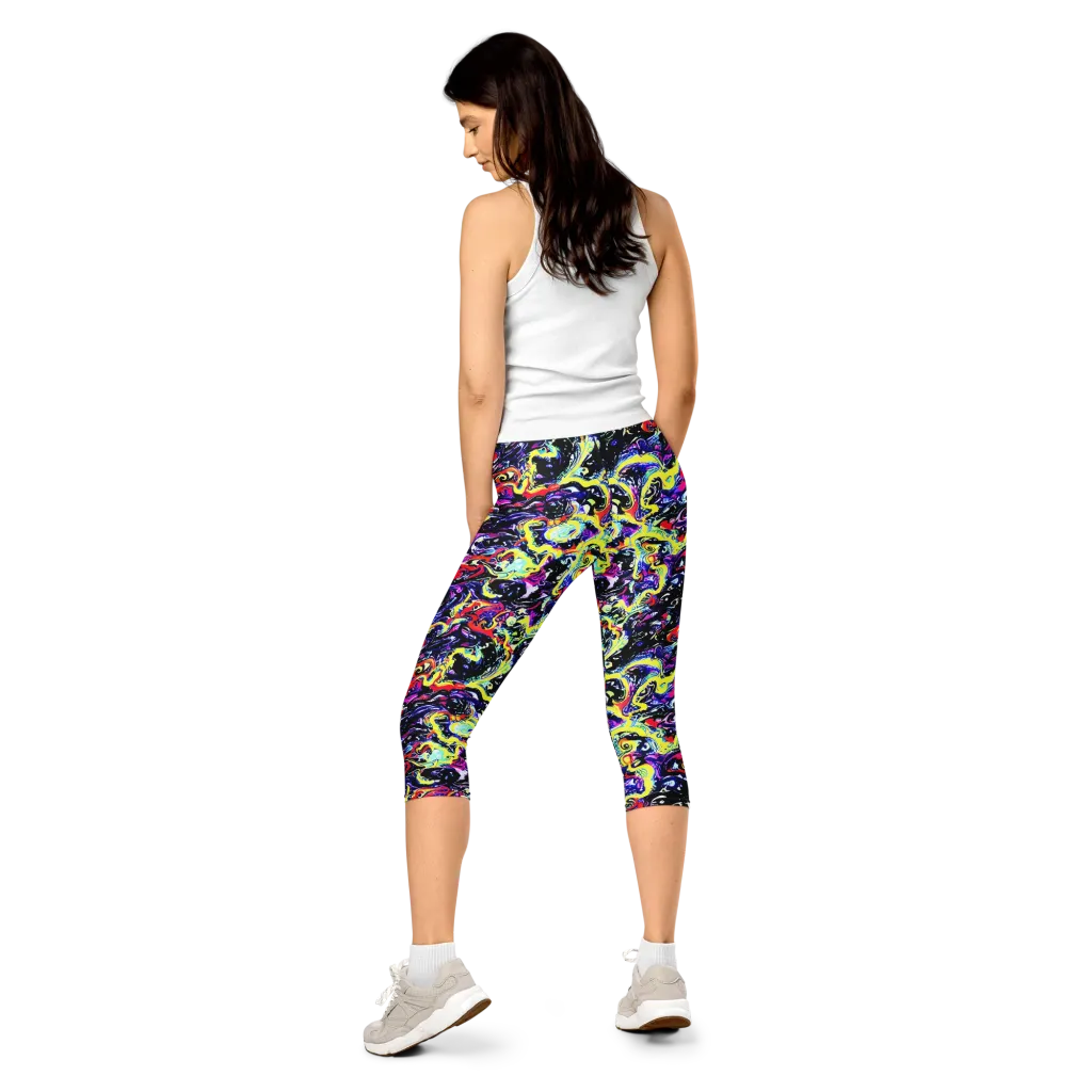 Ultraviolet Whirlpool on Capri Leggings — Back