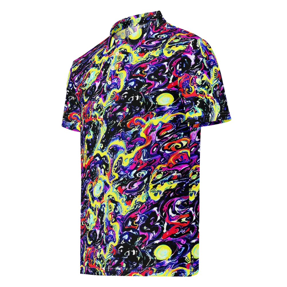 Ultraviolet Whirlpool on Men's Slim Fit Polo Shirt — Left Front