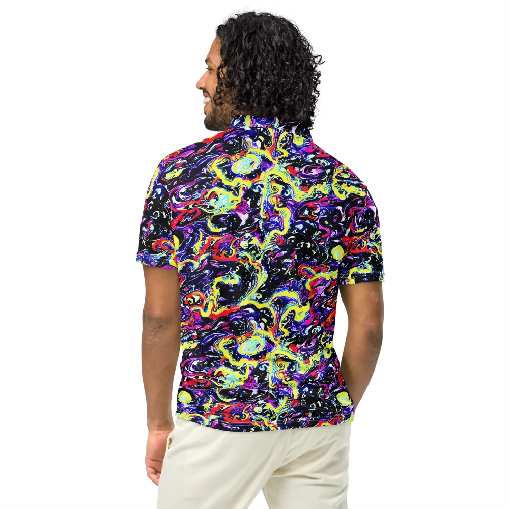 Ultraviolet Whirlpool on Men's Slim Fit Polo Shirt — Back