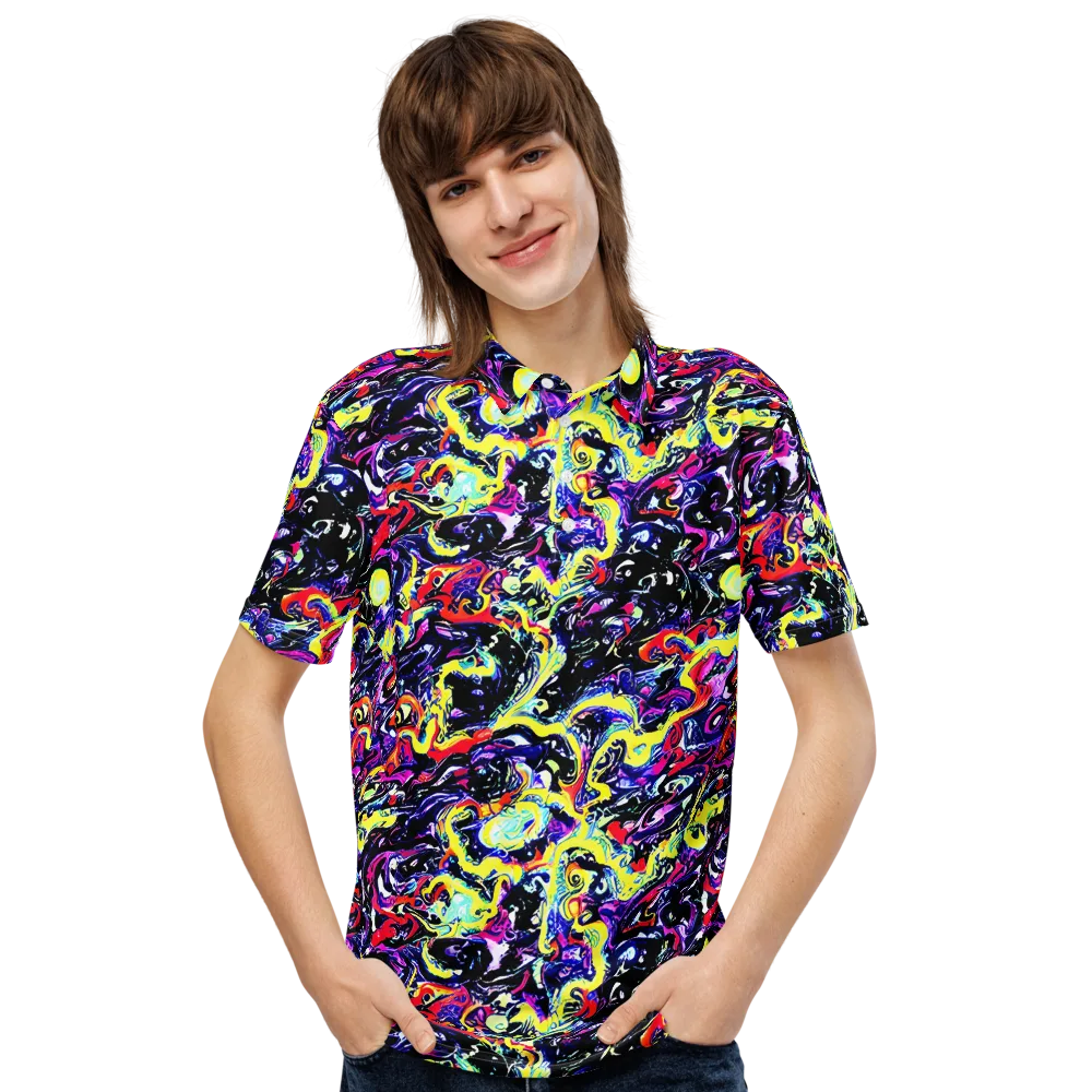 Ultraviolet Whirlpool on Men's Slim Fit Polo Shirt — Front