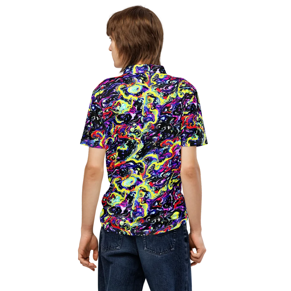Ultraviolet Whirlpool on Men's Slim Fit Polo Shirt — Back