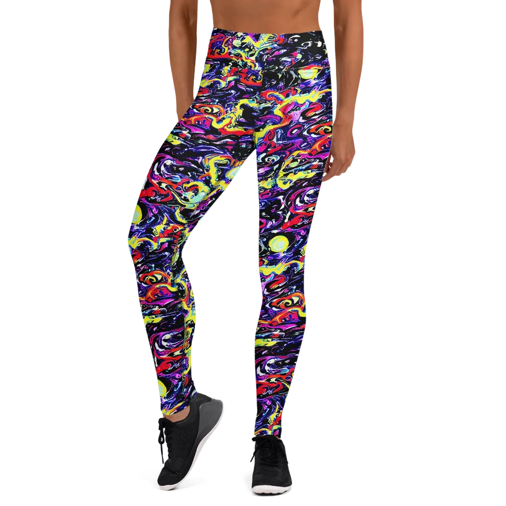 Ultraviolet Whirlpool on Yoga Leggings — Front