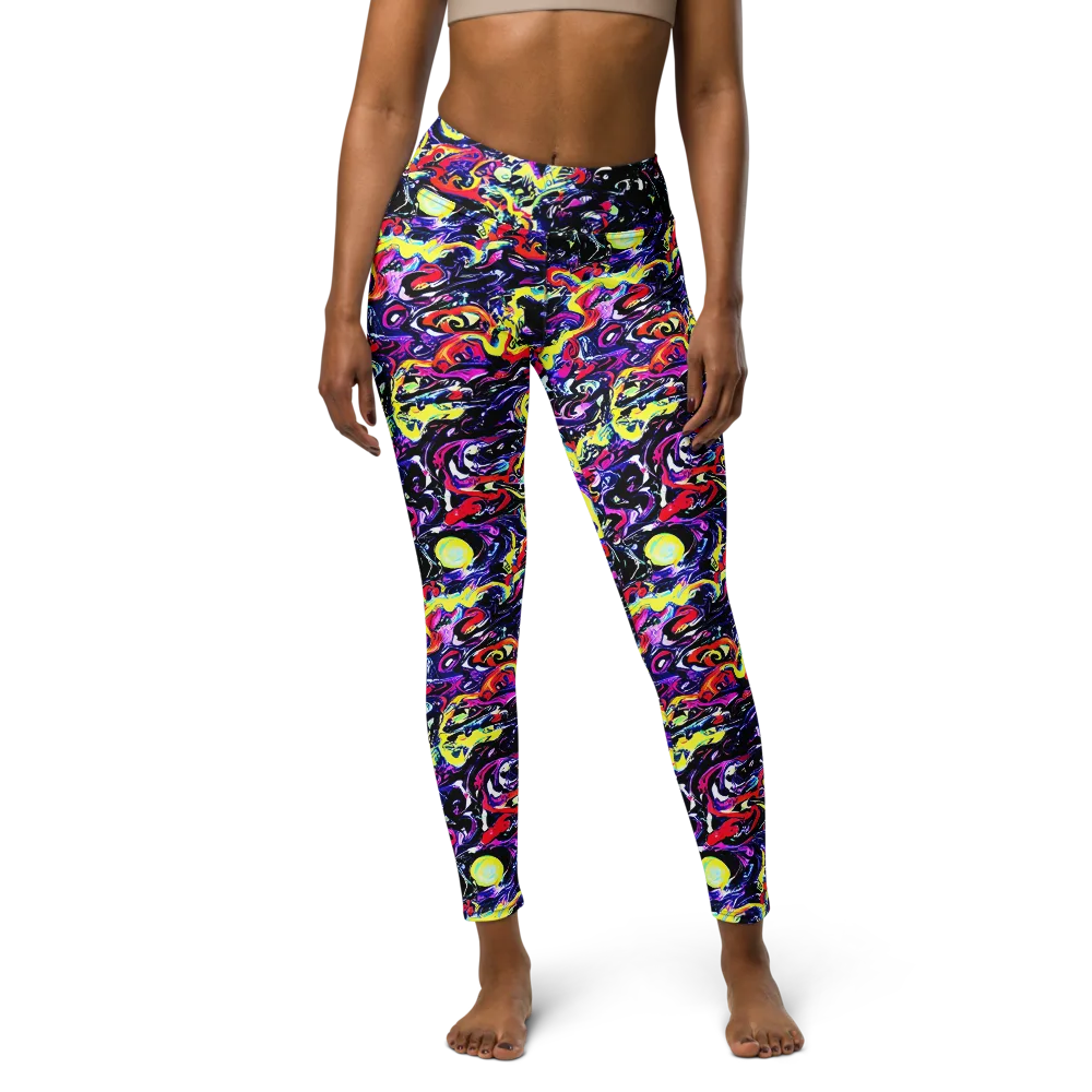 Ultraviolet Whirlpool on Yoga Leggings — Front