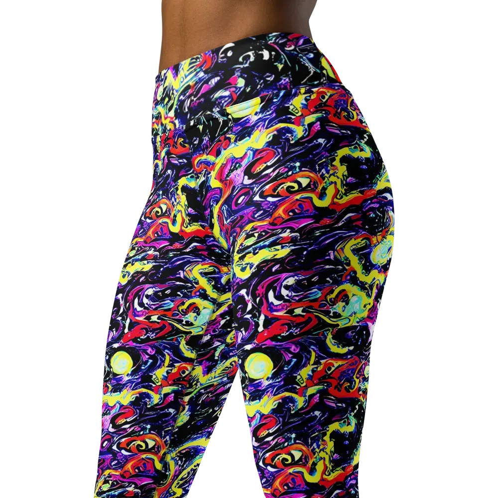 Ultraviolet Whirlpool on Yoga Leggings — Left Front