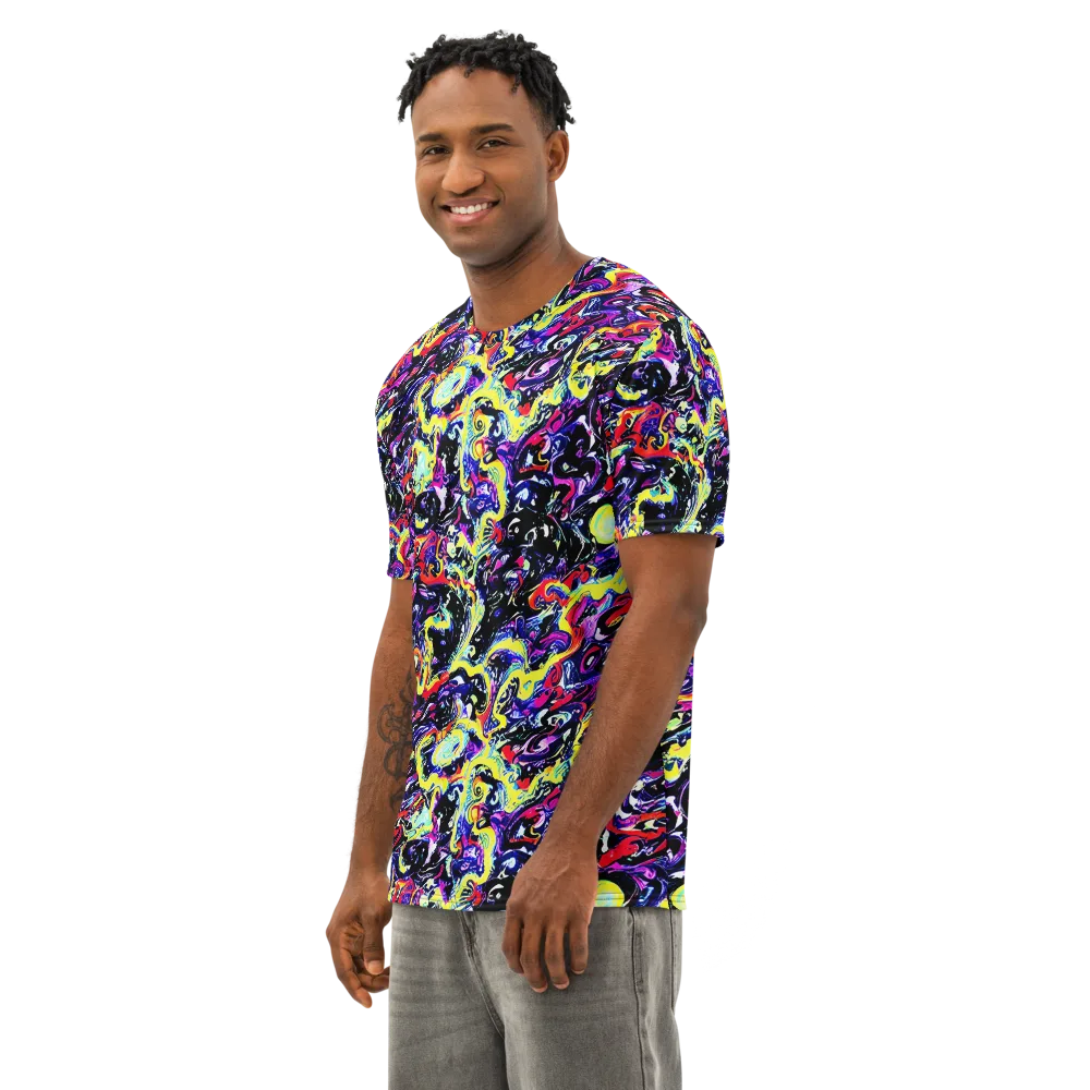 Ultraviolet Whirlpool on Men's Cotton Crew Neck T-Shirt — Left Front