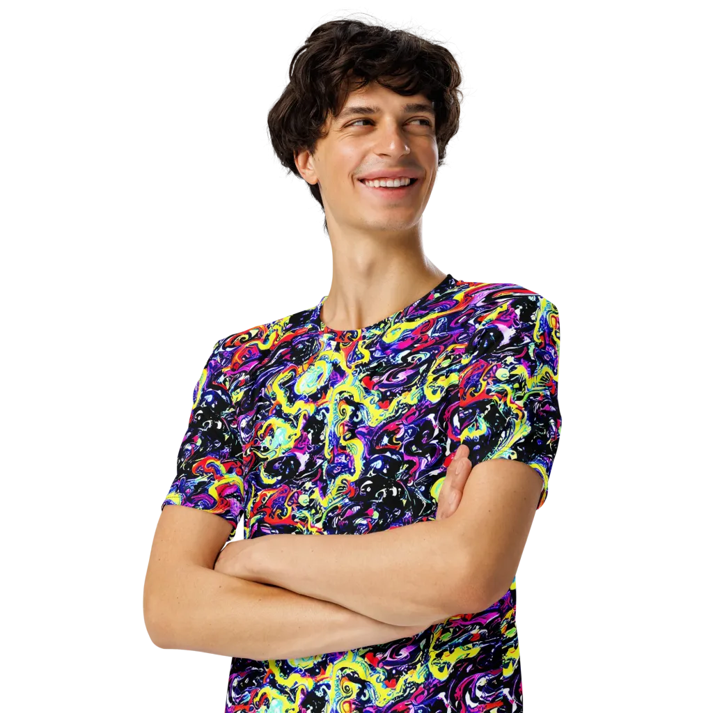 Ultraviolet Whirlpool on Men's Crew Neck T-Shirt — Left Front