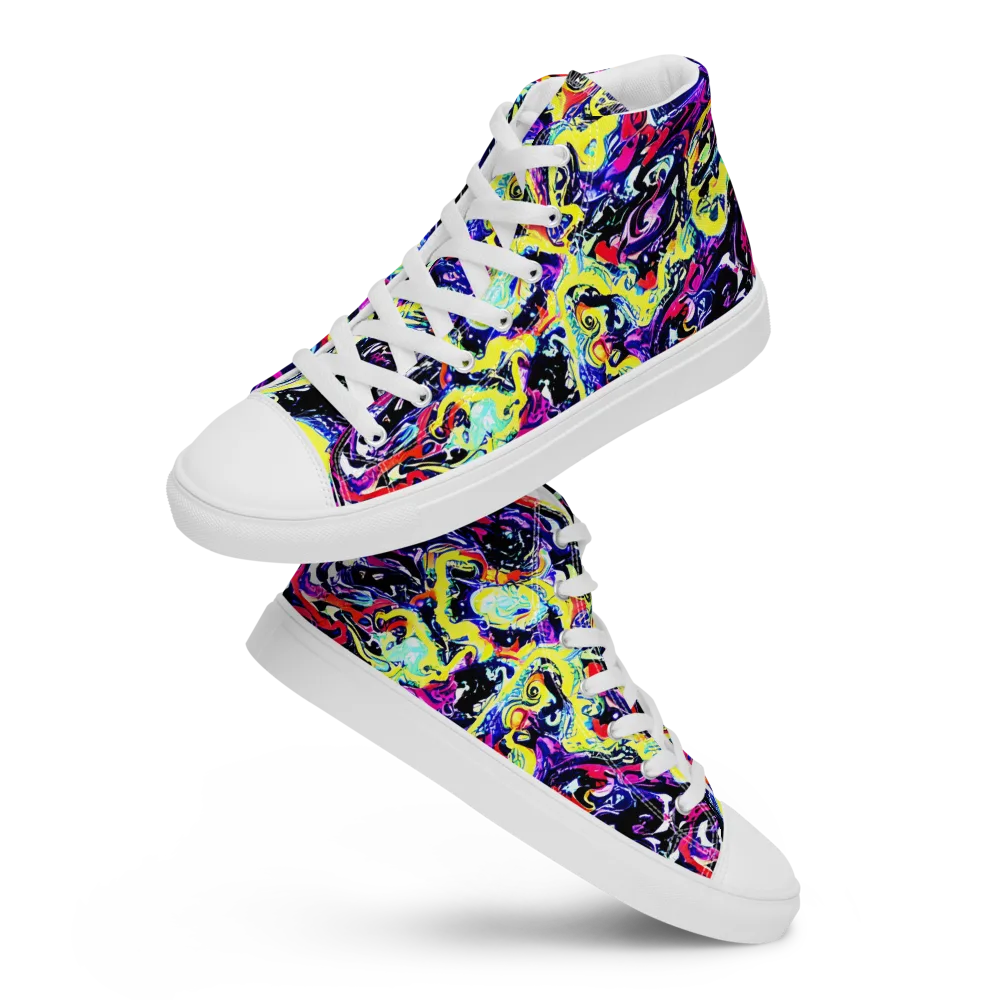 Ultraviolet Whirlpool on Men's High Top Canvas Shoes — Front