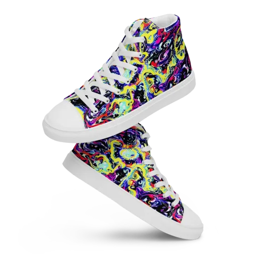 Ultraviolet Whirlpool on a Men's High Top Canvas Shoes