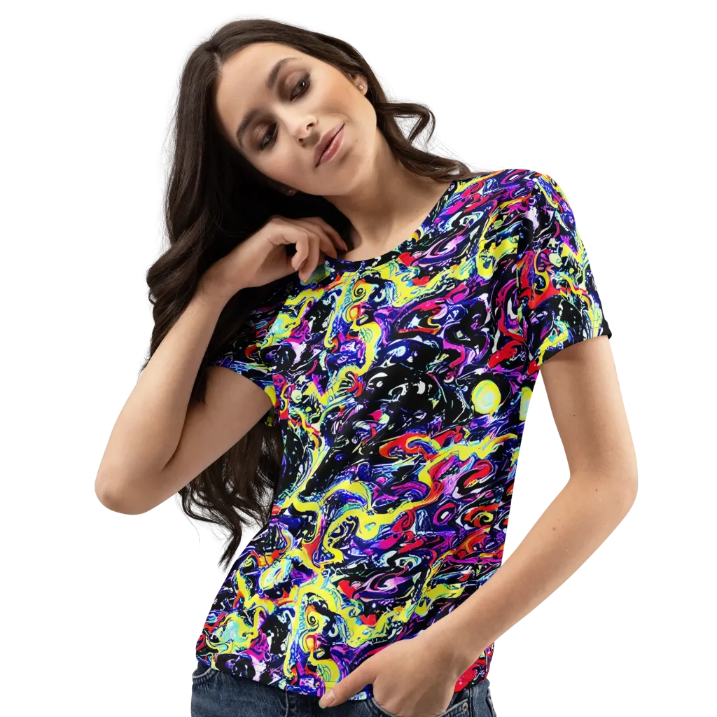 Ultraviolet Whirlpool on Women's Crew Neck T-Shirt — Left Front