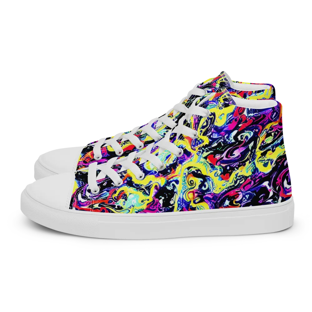 Ultraviolet Whirlpool on Women's High Top Canvas Shoes — Left